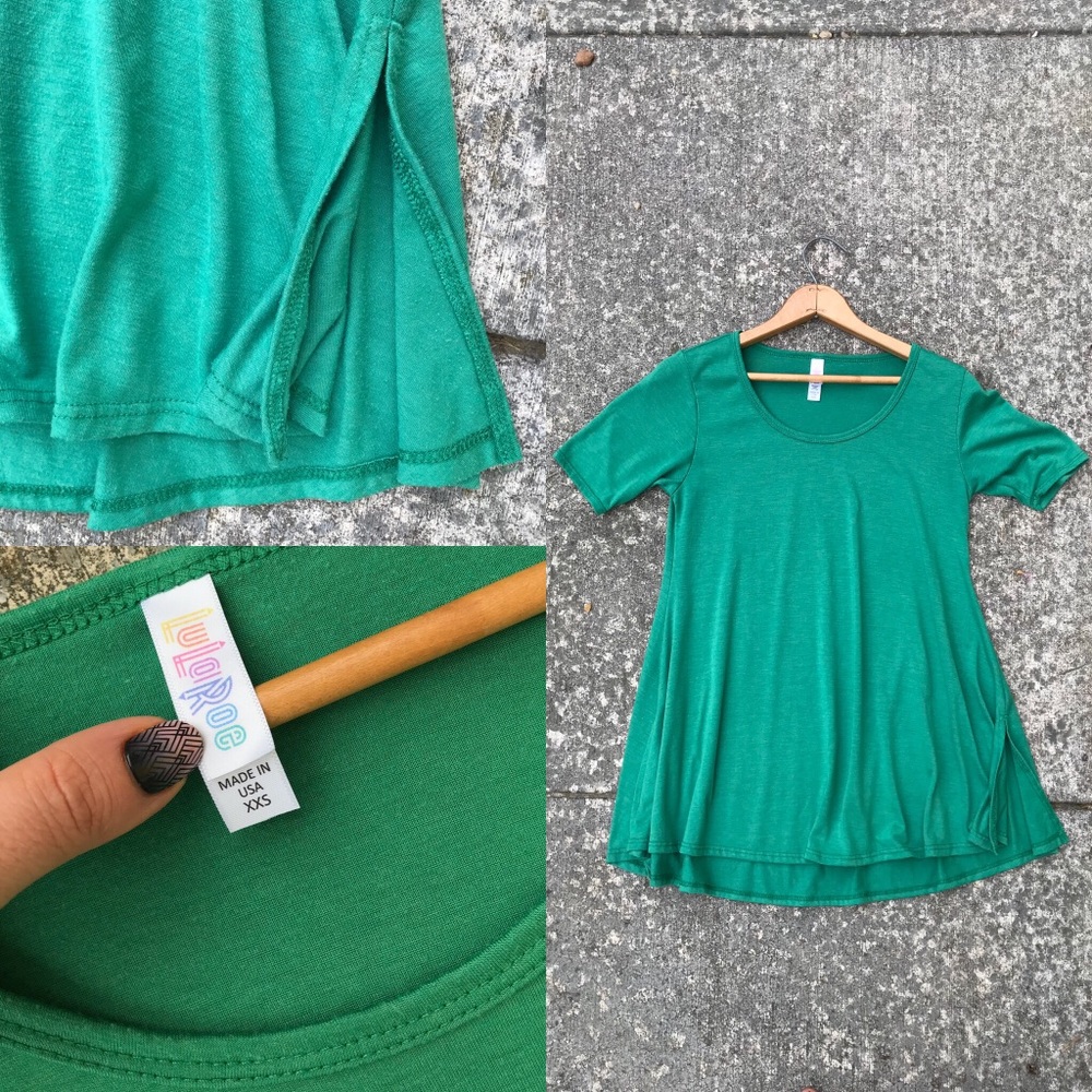 LuLaRoe solid green perfect tee T scoopneck tunic